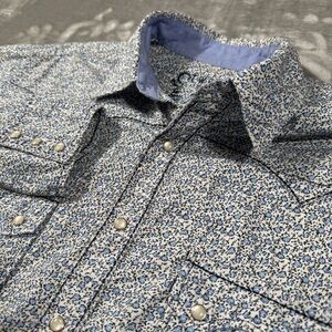 Twenty X Western Slim Fit Shirt Mens L White Floral Pearl Snap Long Sleeve